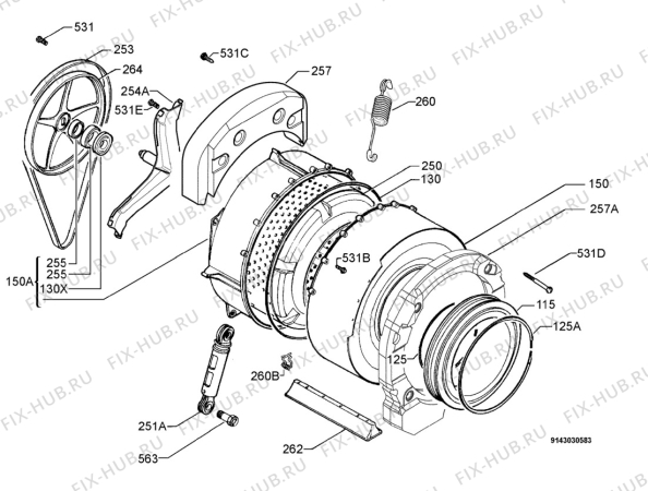 Взрыв-схема стиральной машины Kuppersbusch IWT1459.1W - Схема узла Functional parts 267